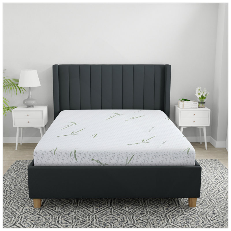 Matelas en mousse viscoélastique double couche 8 pouces avec housse infusée en rayonne de bambou, Lit simple