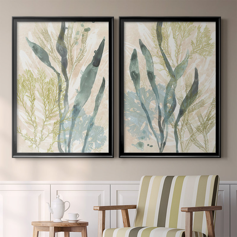 " Vintage Ocean Jewels I " 2 - Pieces Painting Print, Black, 24.5" H x 37" W x 1.25" D