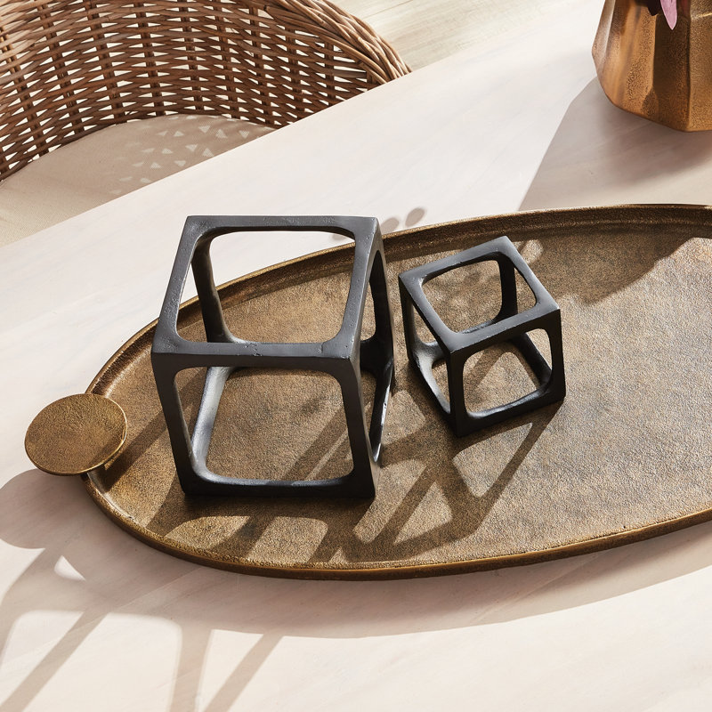 Set of 2 Cubist Sculptures, Black