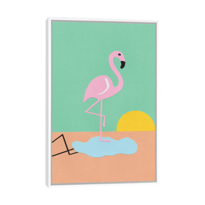 Flamant rose - reproduction d'art mural - toile encadrée