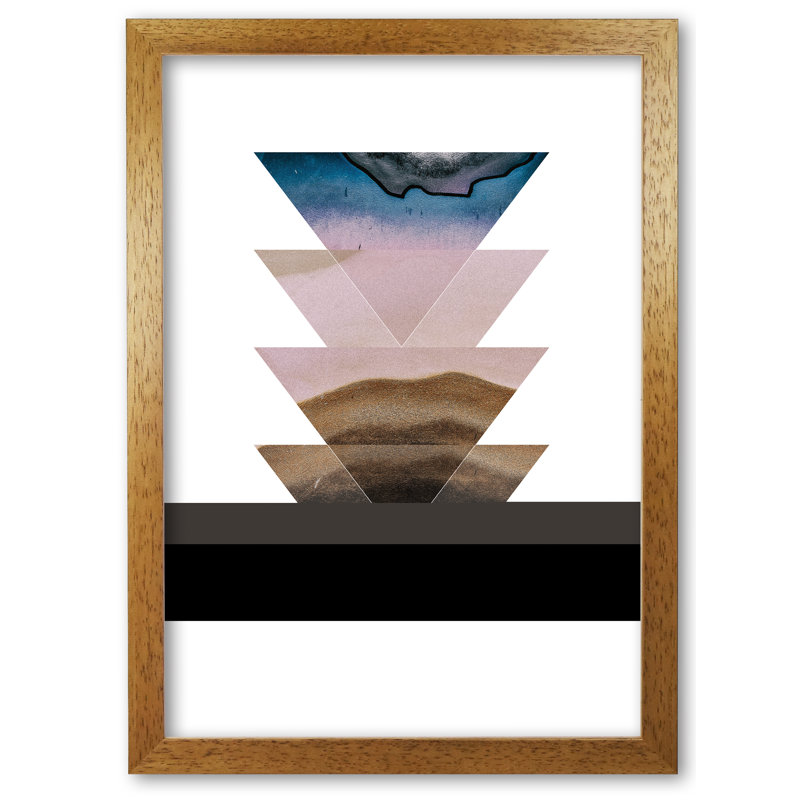 Abstract Triangles - Print, Honey Oak Frame, 60 cm H x 42 cm W x 5 cm D