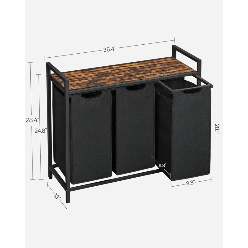 Laundry Hamper with 3 Pull-Out and Removable Bags