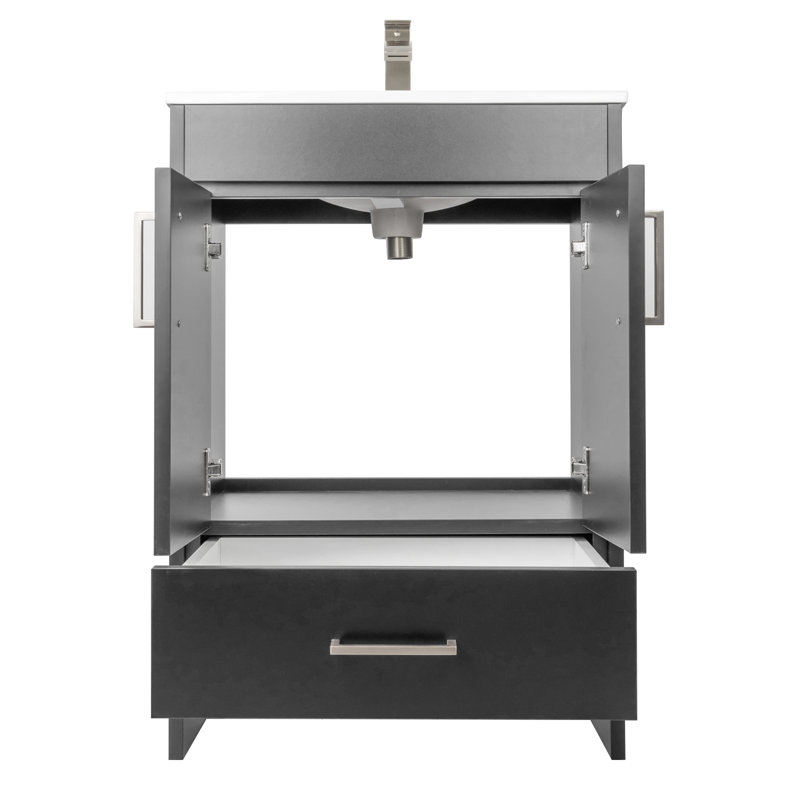 Ensemble de meuble-lavabo sur pied simple 24 po Skylar - Noir mat, Noir mat