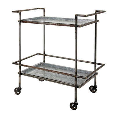Chariot de bar Percy en métal galvanisé 30,7 x 17,1 x 34,6 po pour la maison