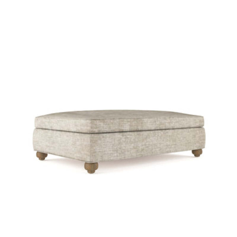 Leroy Ottoman, Plush Velvet Oyster, Weathered