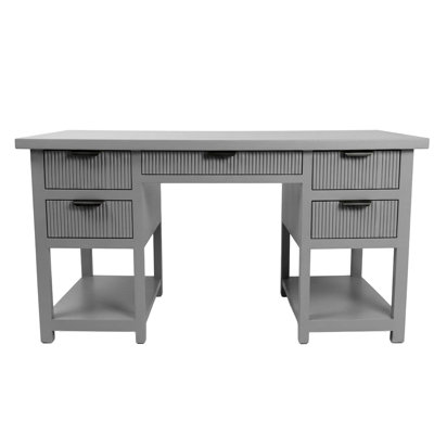 Bureau d'ordinateur moderne en bois massif cannelé