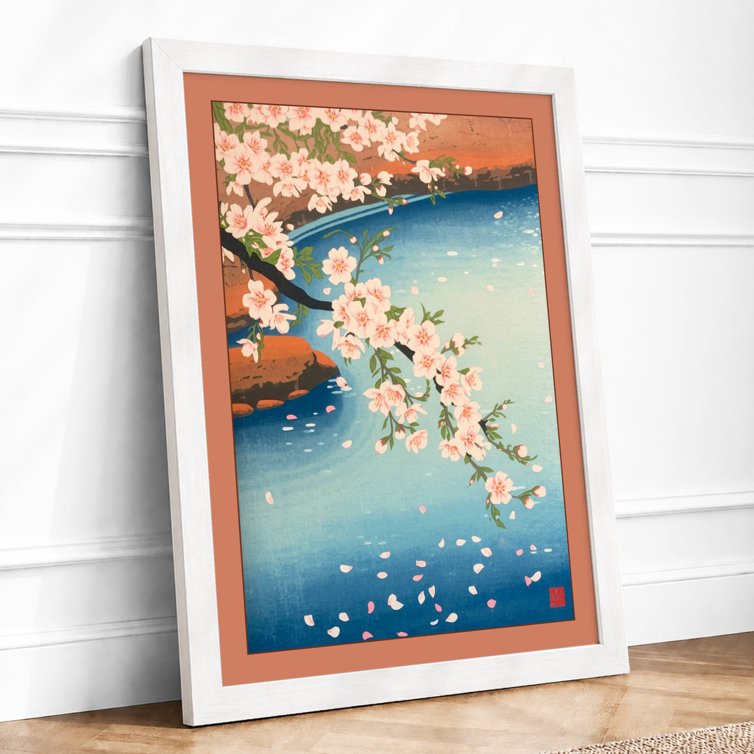 Cherry Blossom Shores Coastal - Framed Print