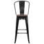 Tabouret de bar ou de comptoir en métal Marian avec dossier et siège en bois Marian-2101696452-2127243145-2101696429