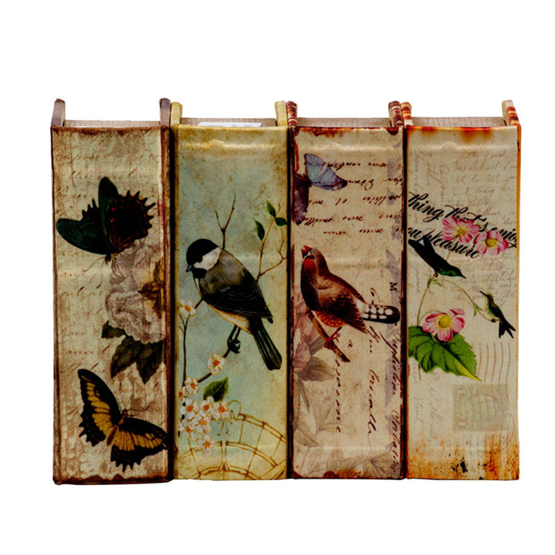 Boîtes à livres décoratives avec motifs floraux et typographiques élégants