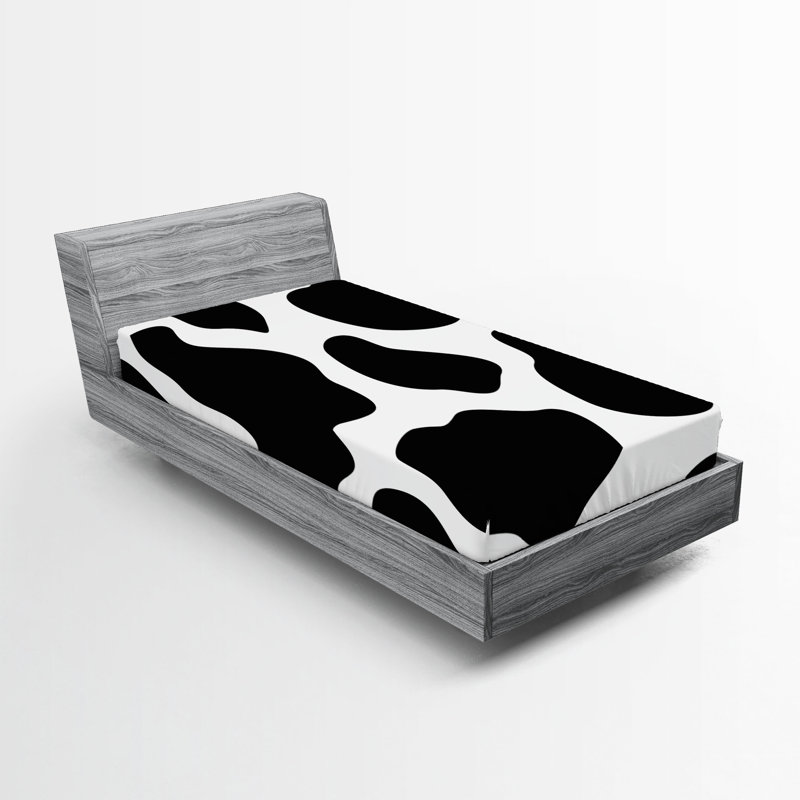 Drap-housse orange Ambesonne, Noir / blanc avec imprimé animal, Drap-housse pour lit simple TG