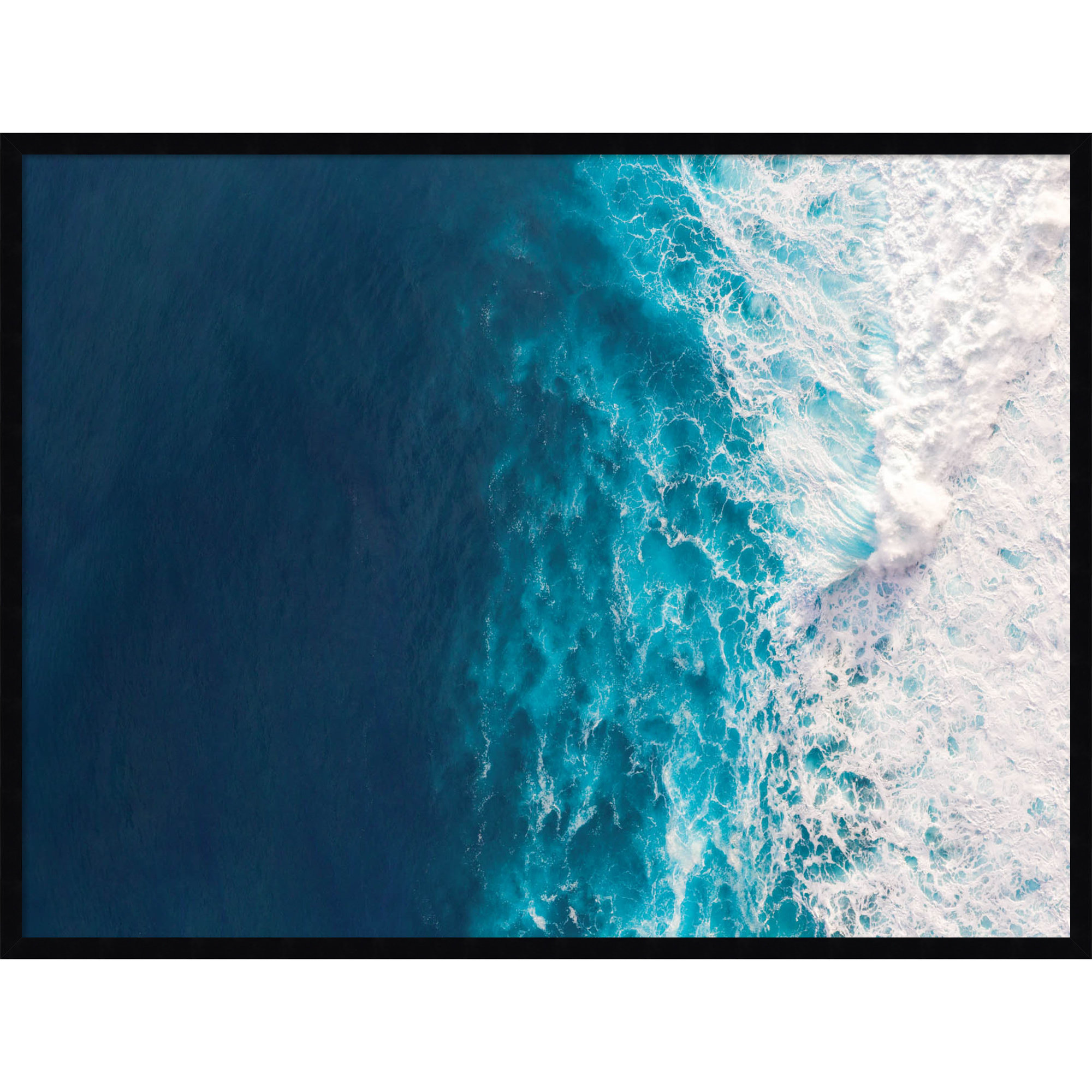 Seascape Of Splashing Waves by The Creative Bunch Studio, 31" H x 41" W x 1" D, Black
