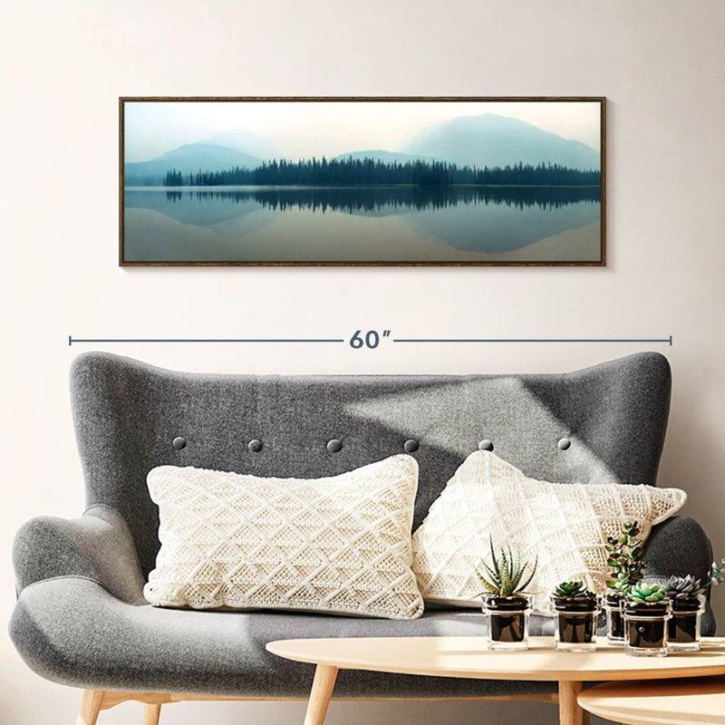 Lakeside Mountain Forest, 43 po x 15 po, Cadre flottant noyer