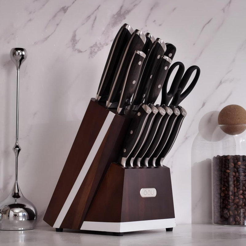 OOU 15-piece Kitchen Knife Block Set