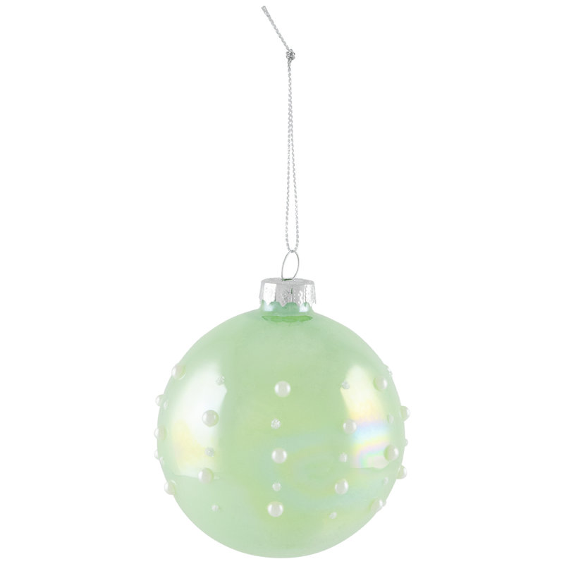 Shiny Glass Ball Christmas Ornaments With Pearl Drops - 3" (80Mm) - Blue And Green - 4Ct