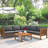Wood Structure Outdoor Sofa Set With Gray Cushions Exotic Design Water-Resistant And UV Protected Texture High Quality Acacia Wood Strong Metal Accessories