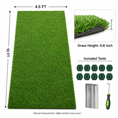 4. 5 ft x 10 ft Synthetic Lawn Runner,0.8 in Artificial Grass for Extended Balcony,Patio and Landscape Styling