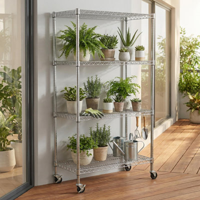 4-Tier Adjustable Heavy-Duty Wire Shelving Units - Rust-Resistant Metal Storage Racks For Kitchen, Garage, Bathroom & Pantry (35.44" D X 17.72" W X 63" H)