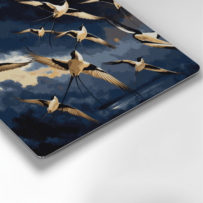 Oiseaux, art mural gris, H 144 po x l 144 po x P 0,05 po