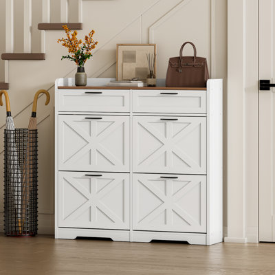 Armoire de rangement pour chaussures 16 paires avec 4 tiroirs rabattables