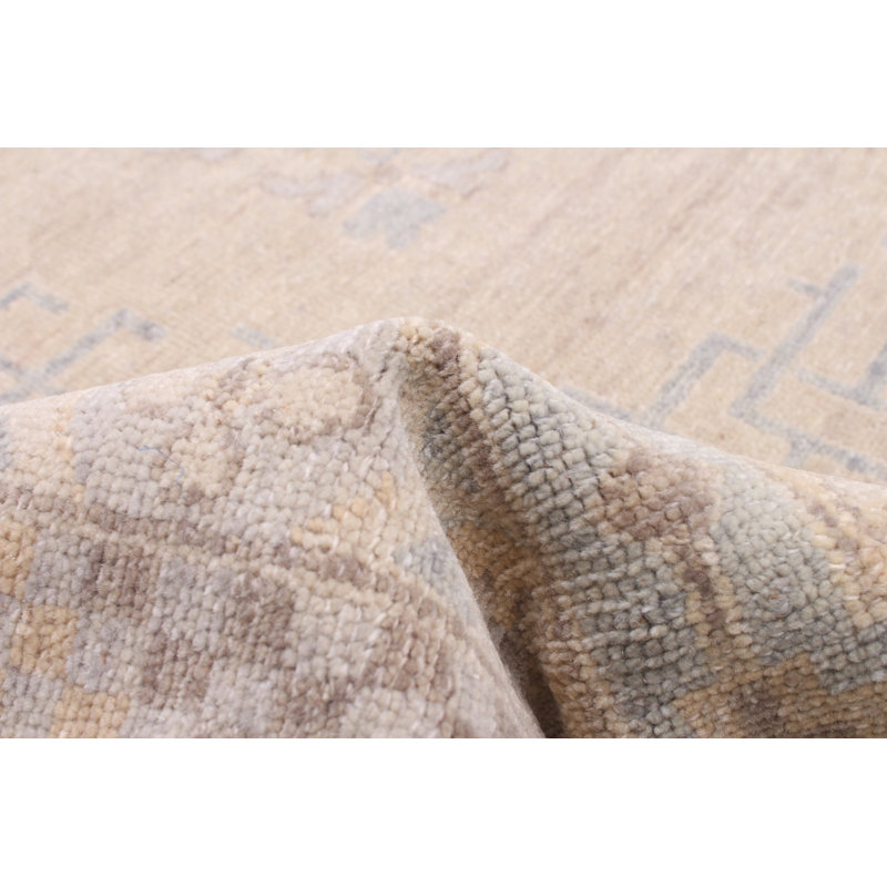 Tapis oriental kaki clair en laine noué à la main 4 pi x 6 pi Anatolian, Rectangle 8 pi x 10 pi