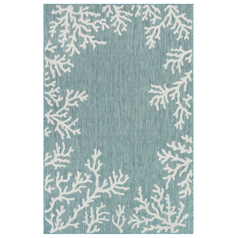 Tapis intérieur / extérieur bleu Gritton, Rectangle 7 pi 10 po x 9 pi 10 po