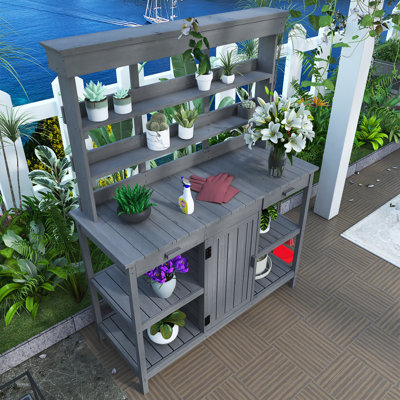 Outdoor Farmhouse Wooden Potting Bench Table