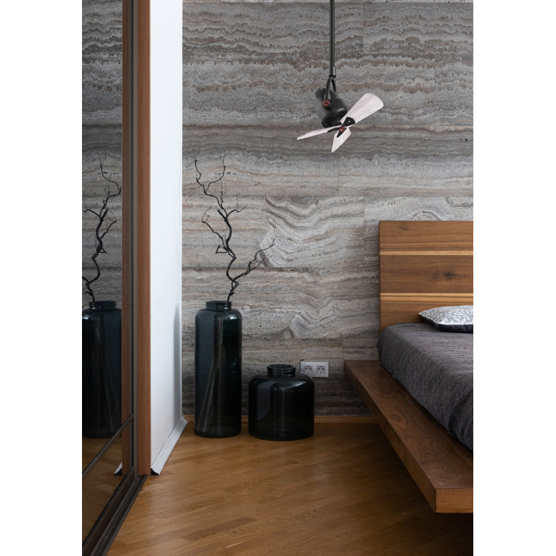 Downrod Ceiling Fan, Barn Wood Tone, Matte Black