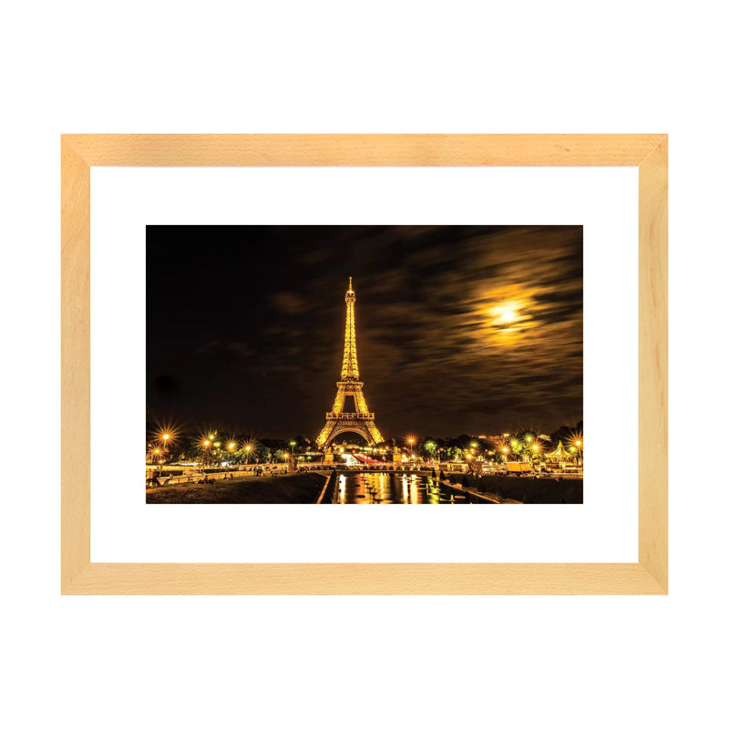 «Moonlight over Paris» par Anders Jorulf - reproduction de photo à cadre flottant, H 24 po x l 32 po x P 1 po