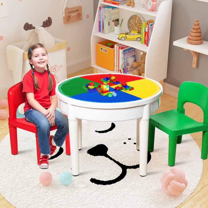 Schreiber Kids 3 Piece Round Interactive Table and Chair Set