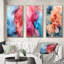 Liquid Purity Ink Wave Abstract In Red & Blue - Abstract Liquid Ink Art Set Of 3 Pieces-1689164312-1689164313