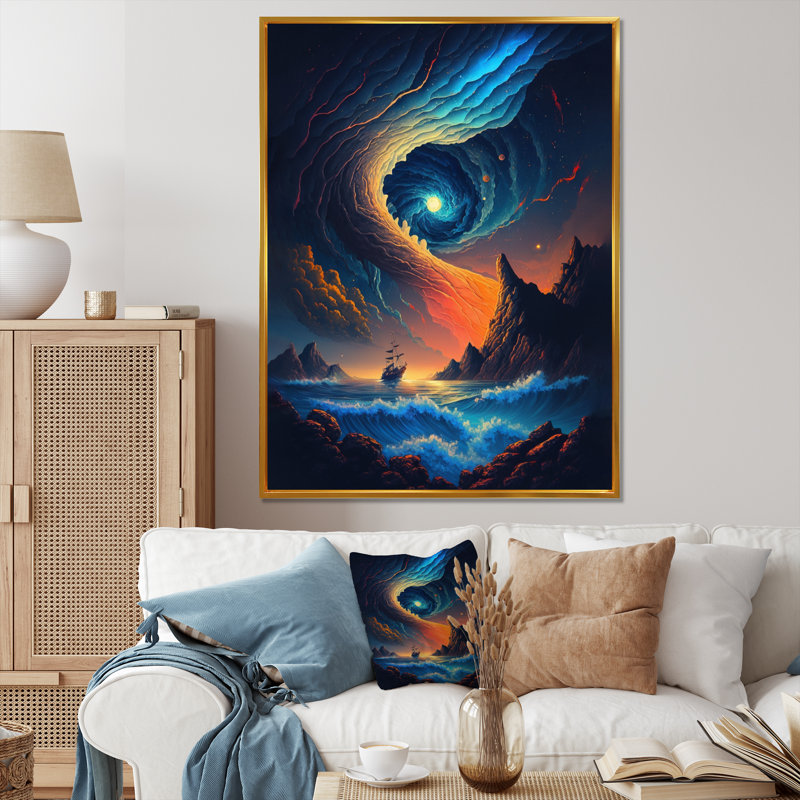 Inspiring Moon'S Outer Space View III " Inspiring Moon's Outer Space View III ", Gold, 44'' H x 34'' W x 1.5" D