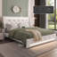 Modern Queen Beds With Led Lights, Upholstered Faux Leather, Spacious Storage