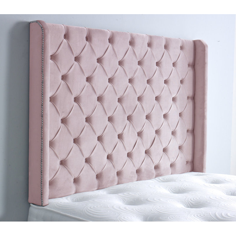 Upholstered Headboard, Pink Velvet, Single (3')