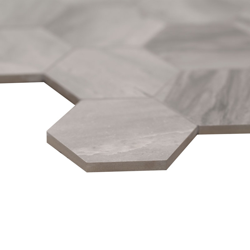 Ardena 12 in. x 12 in. Matte Porcelain Hexagon Stone Look Floor and Wall Tile, Mist Nero