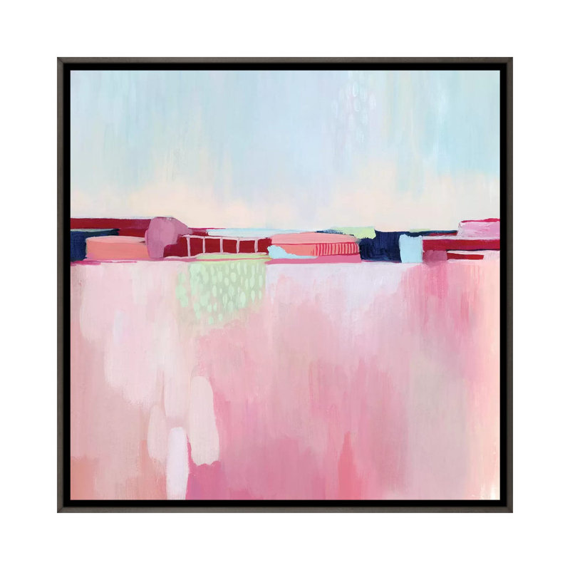 Candy Cityscape II by Grace Popp - Painting, Dark Rustic Wood Framed, No Mat, 18" H x 18" W x 1.5" D
