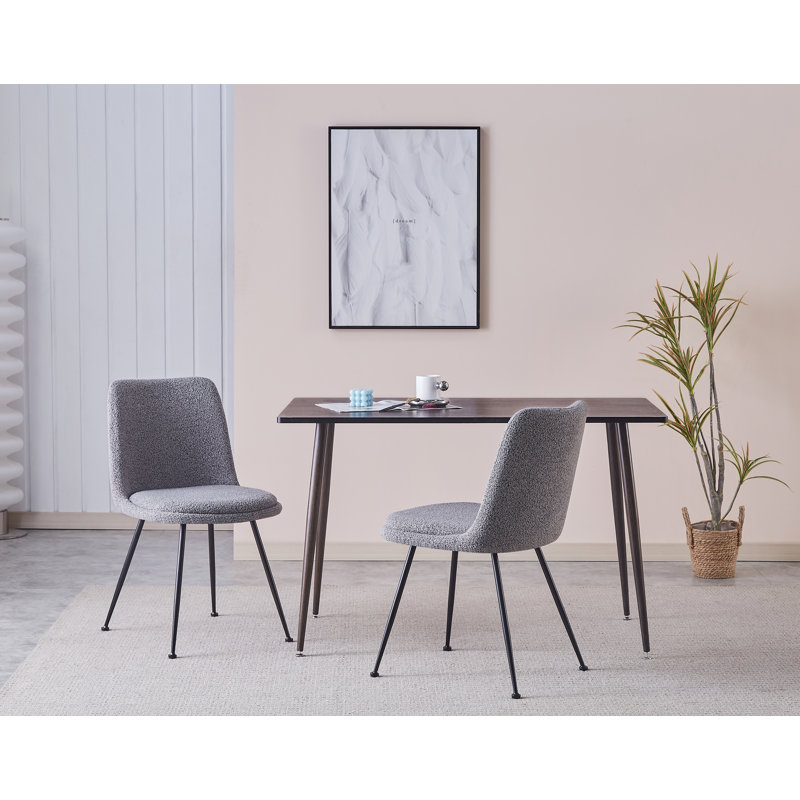 Caiddie Fabric Dining Chair with Steel Legs, Gray