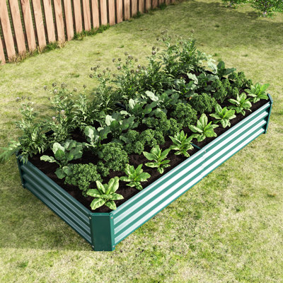Lit de jardin surélevé en métal 631 pi pour la culture de fleurs et de légumes dans la cour arrière - Assemblage facile avec la croissance de la plante à base ouverte à assembler