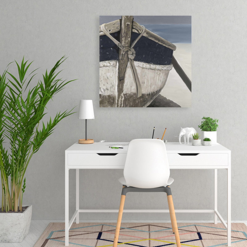 Toile bateau bleu marine | Décoration murale nautique pour salle de bain
