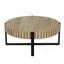 Table basse ronde, table basse cylindrique fabriquée à la main avec engrenage et base en métal croisée, plateau en panneau de fibres à densité moyenne à grain de bois, table basse compacte moderne de 31,5 po pour le salon