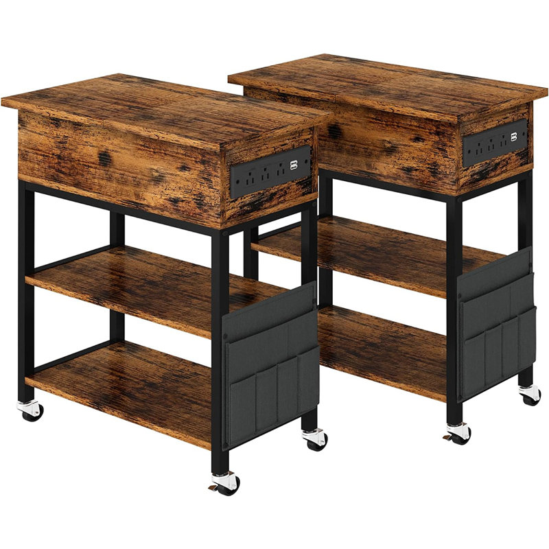 Daymien End Table Set with Storage and Built-In Outlets
