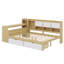Lit de jour en L en bois avec sept armoires de rangement et deux tiroirs de rangement, lit multifonctionnel avec bureau d'étude-433838126-433838123