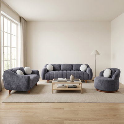 Roma Luxe Chenille 3-Piece Living Room Set