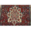 Tapis rouge rétro en laine noué à la main 3 pi 11 po x 11 pi Tribal