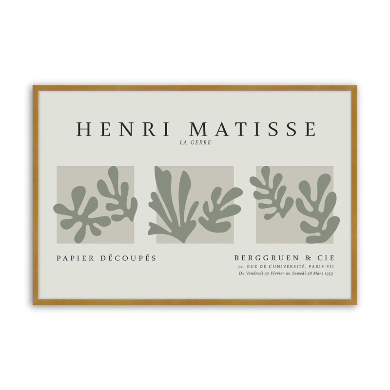 La Gerbe Trio Matisse, reproduction d'affiche dans un cadre, H 19,25 po x l 25,25 po x P 1,25 po, Or poli