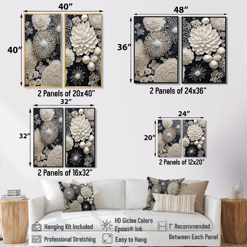 Fleurs de corail gris I - art mural nautique gris, H 40 po x l 40 po, Impression encadrée flottante, Noir