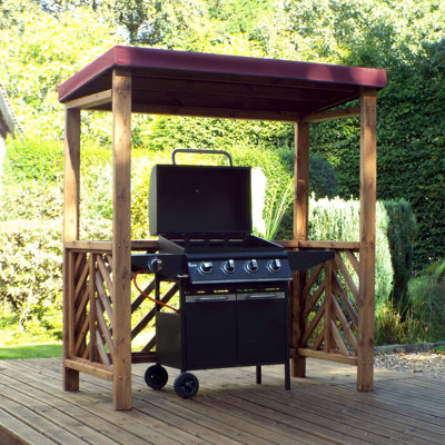 Wine 1.7 x 1m Solid Wood BBQ Gazebo