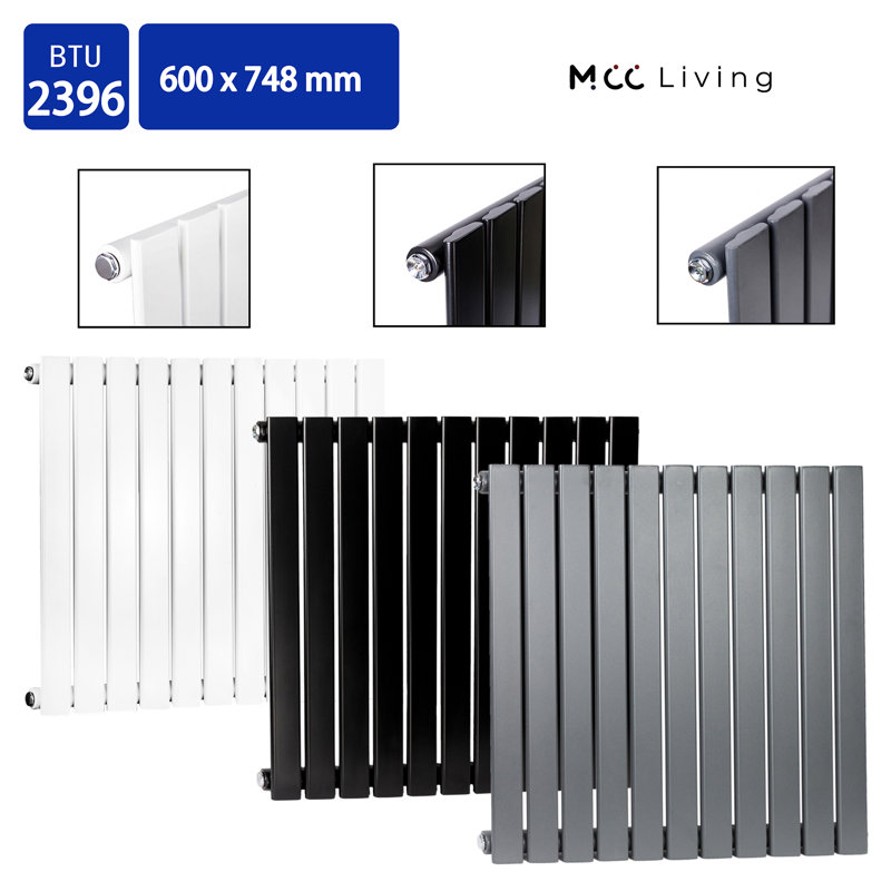 Aarvik Designer Radiator, 600cm H x 748cm W, Black