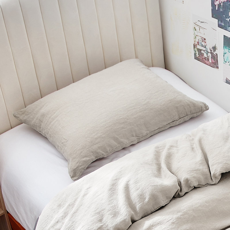 Taie décorative de couleur unie 100% lin, Très grand, gris