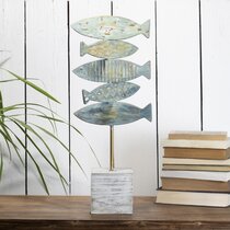 Attraction Design Wooden Boat Shelf, 16.5H Standing Boat Display with Fish  Net Starfish Seashell Accents White Beach Nautical Theme Decor