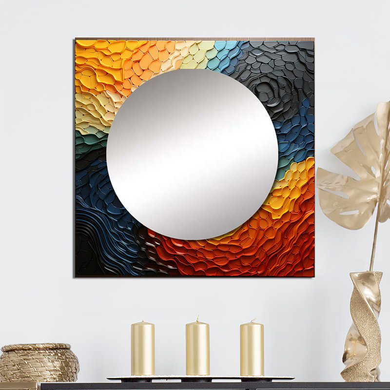 Miroir mural de salon abstrait Nilla, 36 po x 36 po